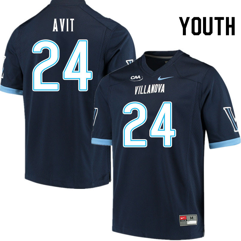 Youth #24 David Avit Villanova Wildcats College Football Jerseys Stitched Sale-Navy